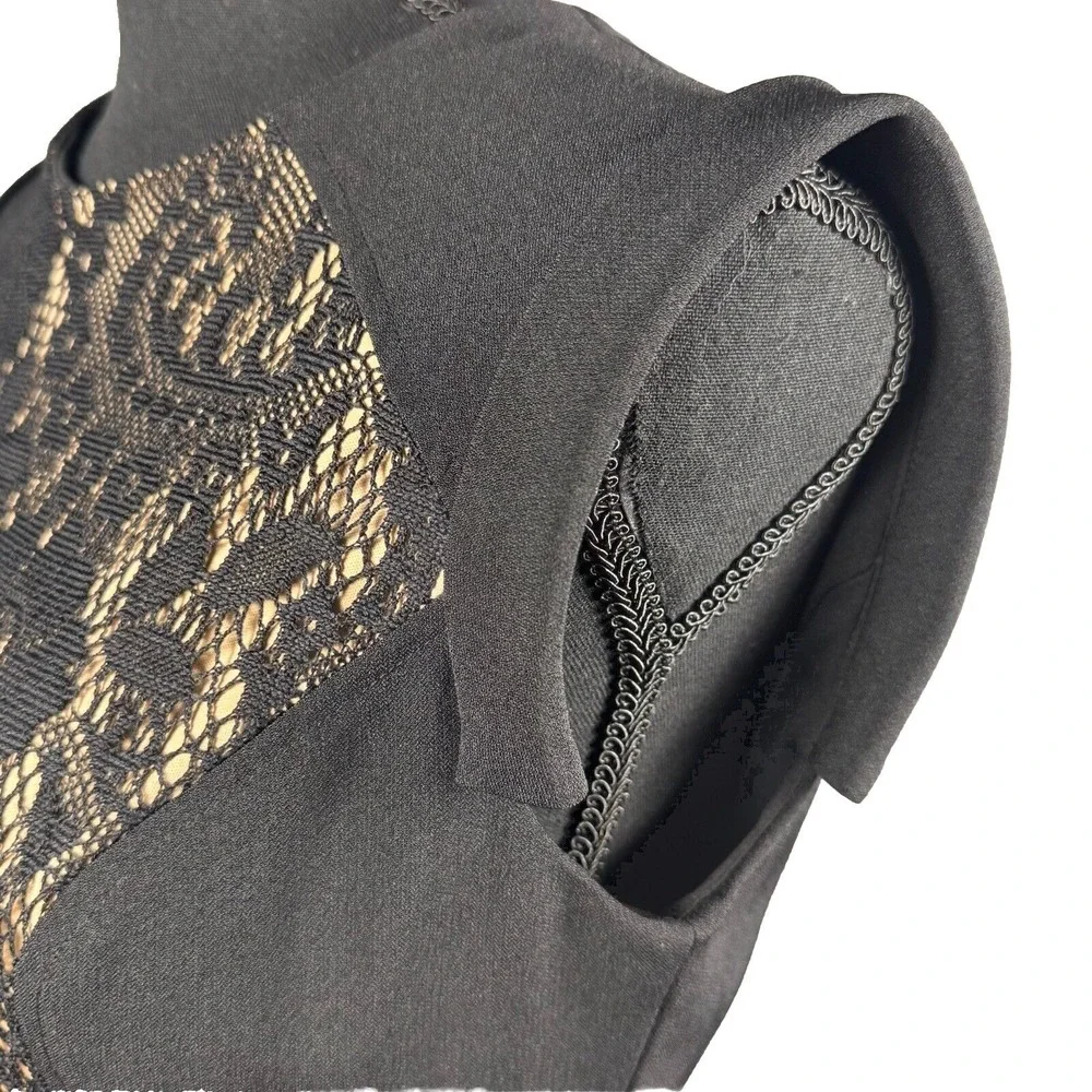 Adrianna Papell Womens Dress Size 4 Black Lace Sleeveless Zipper Back Crew Neck - Picture 7 of 16